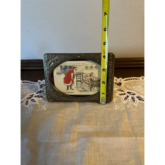SilverPlate Picture Frame with Vintage Christmas Card - Picture 4 of 5